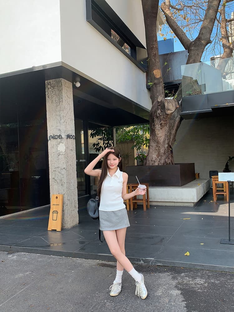 원본 품질 POLO 칼라 민소매 조끼 여름 새로운 디자인 센스 몸매 가꾸기 핫걸 작은 대중 슬림해 보이는 맨위 상세 이미지 17