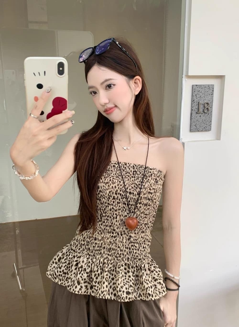 레트로 레오파드 무늬 섹시함 민소매 튜브탑 조끼 여성 여름 몸매 가꾸기 허리 수축 외출용 핫걸 바람 쇼트 스타일 맨위 상세 이미지 8