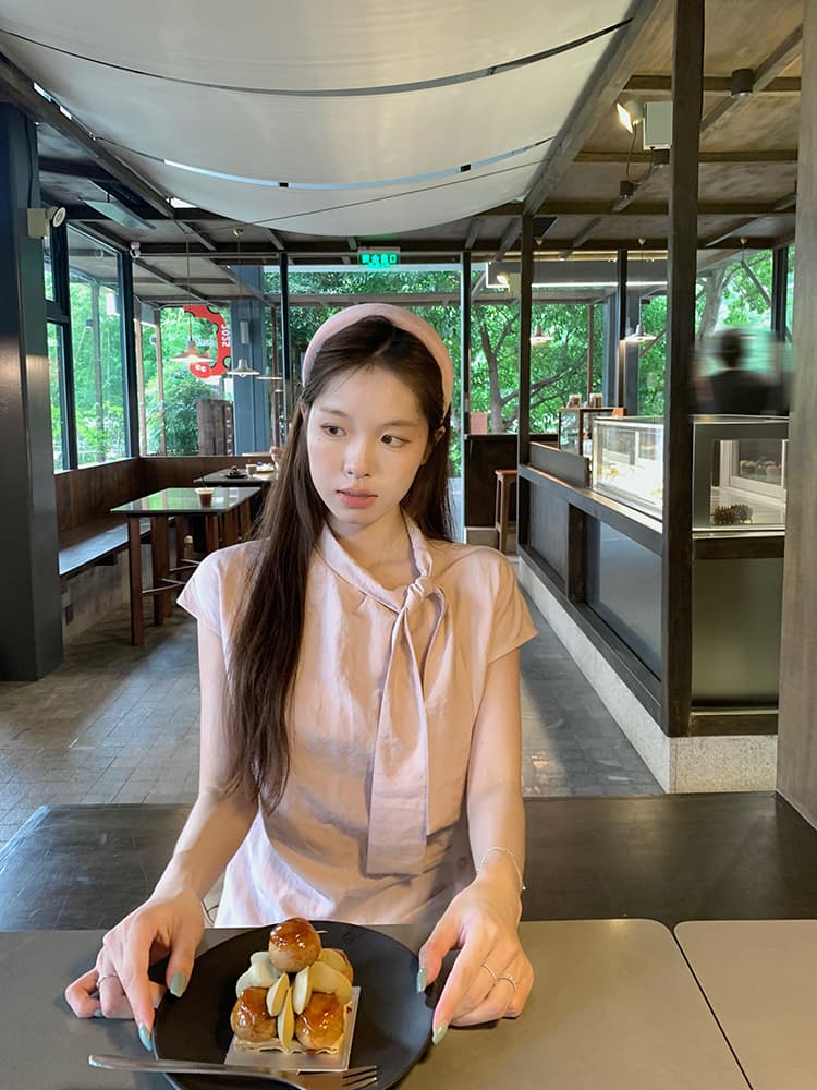 원본 품질 고급 센스 스트라이프 리본 반팔 셔츠 마이크로 지방 불규칙 슬림해 보이는 주름 다용도 맨위 상세 이미지 18