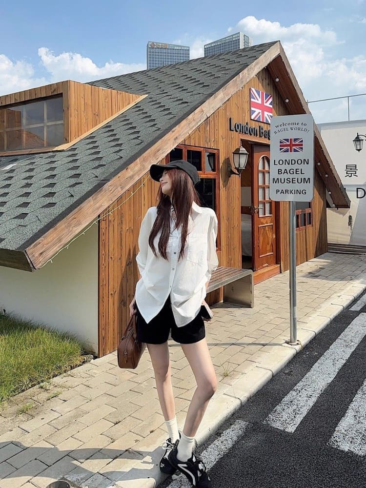 원본 품질 오래된 돈 바람 폴로 칼라 긴팔 여성 셔츠 가을 디자인 센스 작은 대중 허리 수축 주름 맨위 상세 이미지 4