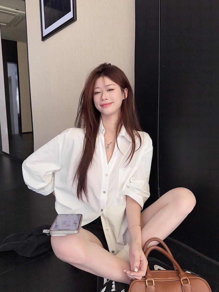 원본 품질 오래된 돈 바람 폴로 칼라 긴팔 여성 셔츠 가을 디자인 센스 작은 대중 허리 수축 주름 맨위 상세 이미지 10