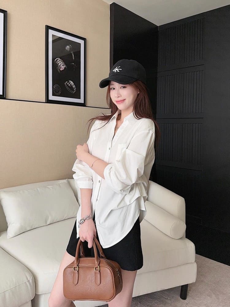 원본 품질 오래된 돈 바람 폴로 칼라 긴팔 여성 셔츠 가을 디자인 센스 작은 대중 허리 수축 주름 맨위 상세 이미지 15