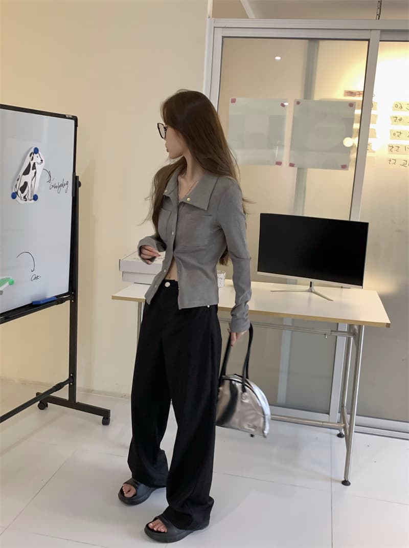 회색 인사이드 가져 가라. 기본 셔츠 여성 가을 작은 대중 디자인 센스 새로운 한국 스타일 셔츠 품격 Chic 긴팔 맨위 트렌디 상세 이미지 11