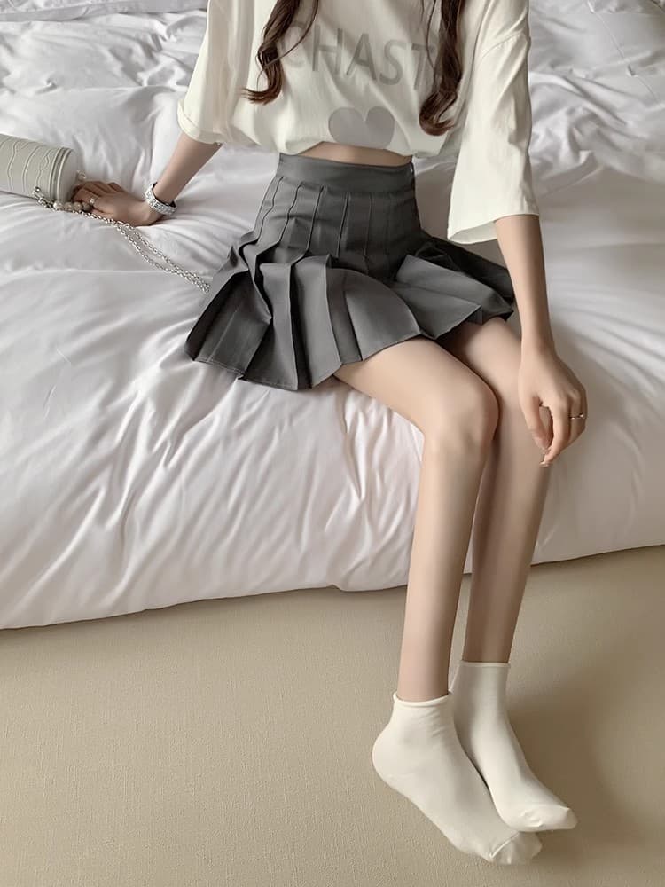 전체 밴딩 두꺼운 스타일 사실 주머니 플리츠 스커트 여성 하이웨이스트 미니 스커트 한 마디 봄 여름 모직 주머니 반신 스커트 상세 이미지 9