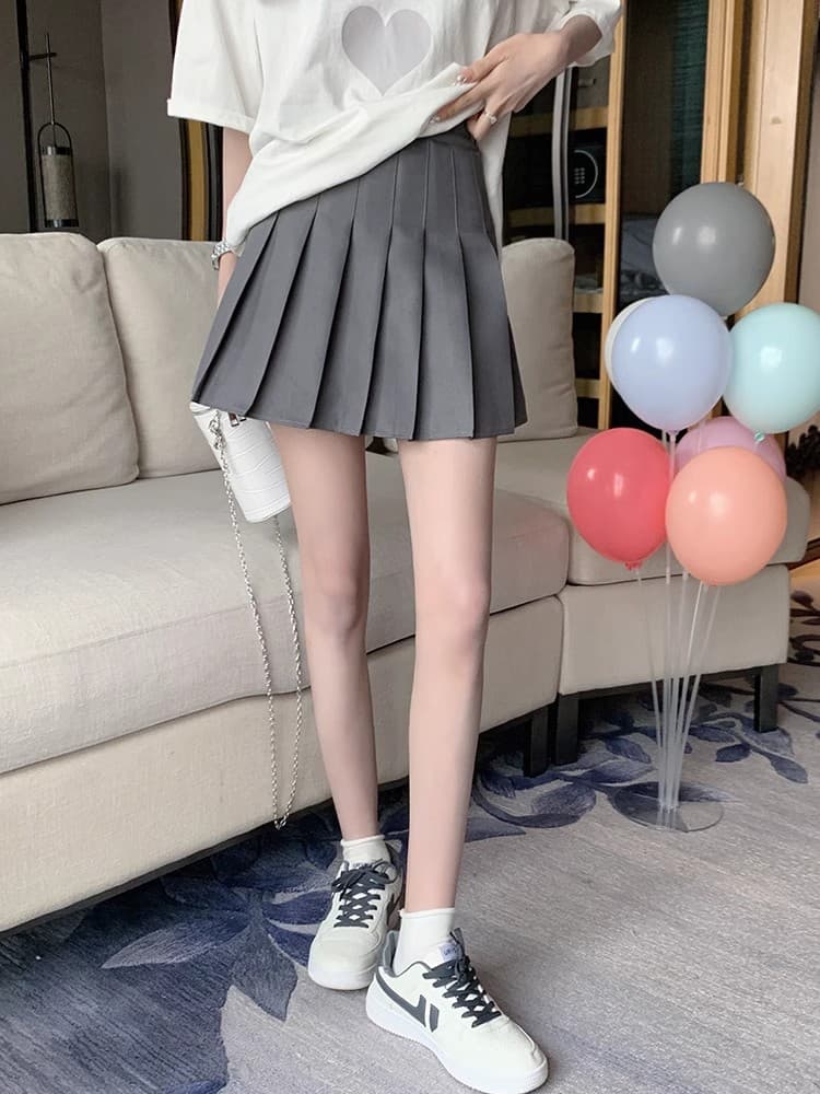 전체 밴딩 두꺼운 스타일 사실 주머니 플리츠 스커트 여성 하이웨이스트 미니 스커트 한 마디 봄 여름 모직 주머니 반신 스커트 상세 이미지 10
