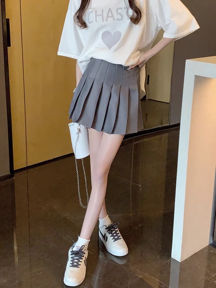 전체 밴딩 두꺼운 스타일 사실 주머니 플리츠 스커트 여성 하이웨이스트 미니 스커트 한 마디 봄 여름 모직 주머니 반신 스커트 상세 이미지 11