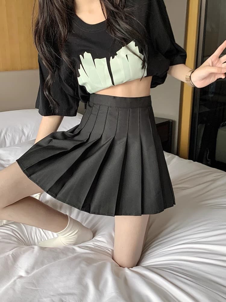 전체 밴딩 두꺼운 스타일 사실 주머니 플리츠 스커트 여성 하이웨이스트 미니 스커트 한 마디 봄 여름 모직 주머니 반신 스커트 상세 이미지 19