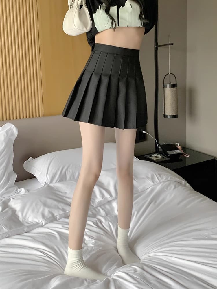 전체 밴딩 두꺼운 스타일 사실 주머니 플리츠 스커트 여성 하이웨이스트 미니 스커트 한 마디 봄 여름 모직 주머니 반신 스커트 상세 이미지 20