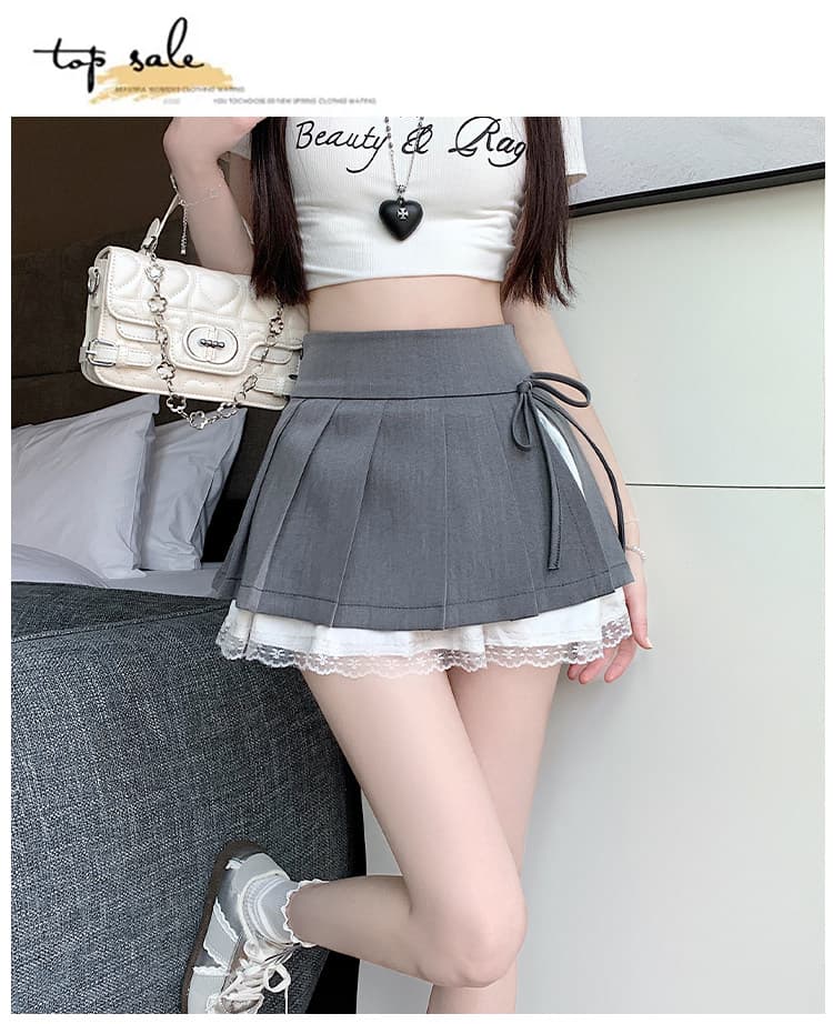 순수한 욕망 디자인 센스 플리츠 스커트 여성 봄 여름 새로운 레이스 레이스 반신 스커트 작은 대중 핫걸 한 마디 미니 스커트 가을 상세 이미지 24