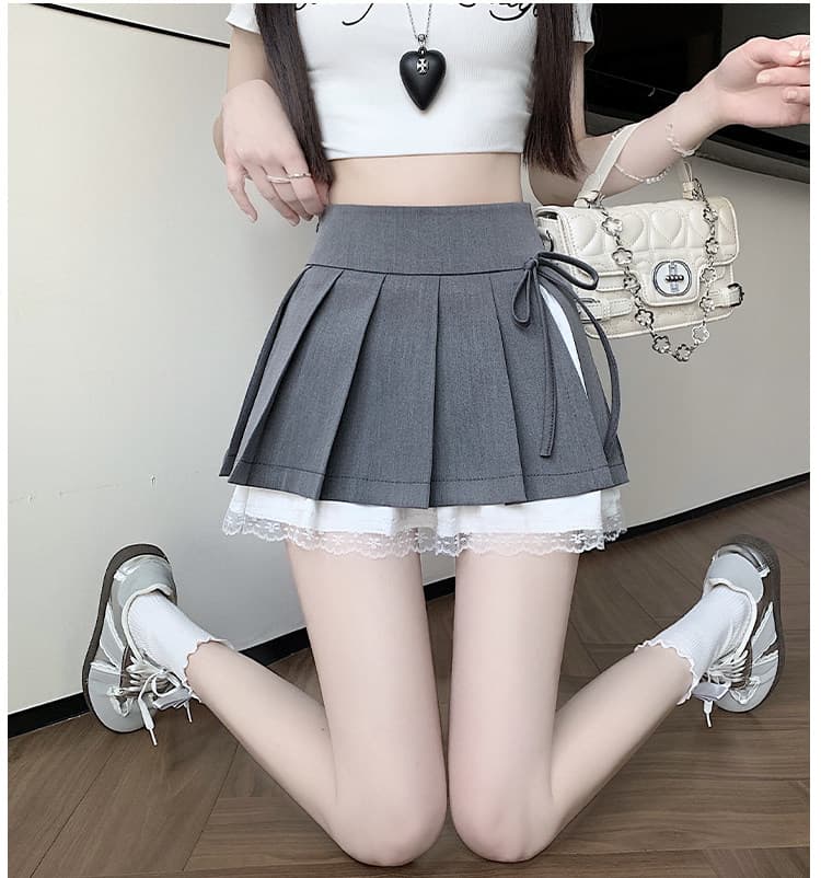 순수한 욕망 디자인 센스 플리츠 스커트 여성 봄 여름 새로운 레이스 레이스 반신 스커트 작은 대중 핫걸 한 마디 미니 스커트 가을 상세 이미지 27