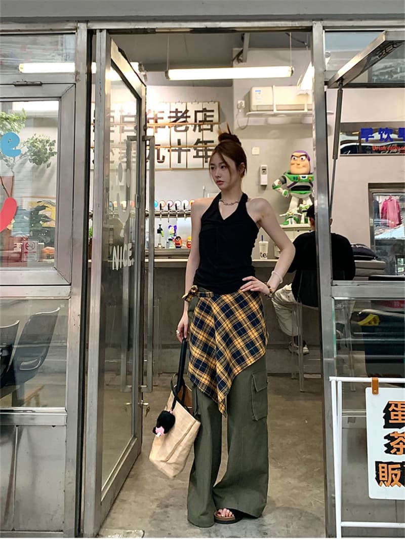 대외 무역 뜨거운 판매 섹션 핫걸 순수한 욕망 바람 작은 대중 비틀림 행침 목 캐미솔 여름 달콤한 차가운 바람 맨위 상세 이미지 24