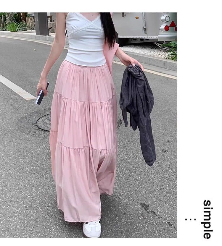 주간 고양이 품질 허리 둘레 전체 밴딩 프랑스식 반신 스커트 여름 지방 mm 슬림해 보이는 롱 코트 퍼프 발레 케이크 드레스 상세 이미지 6