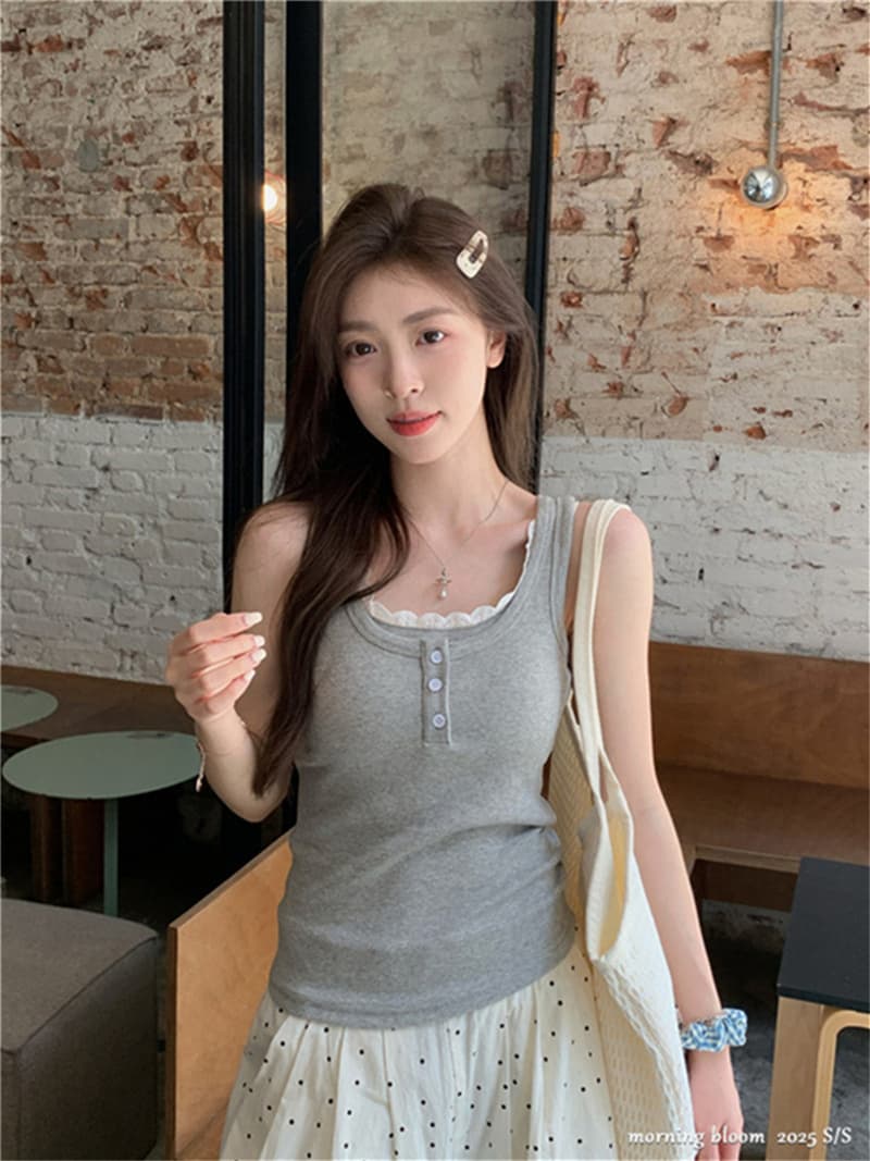 순수한 욕망 바람 레이스 조각 단추 캐미솔 여름 디자인 페이크 레이어드 몸매 가꾸기 핫걸 작은 맨위 상세 이미지 8
