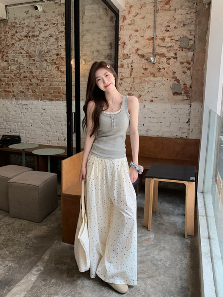순수한 욕망 바람 레이스 조각 단추 캐미솔 여름 디자인 페이크 레이어드 몸매 가꾸기 핫걸 작은 맨위 상세 이미지 16