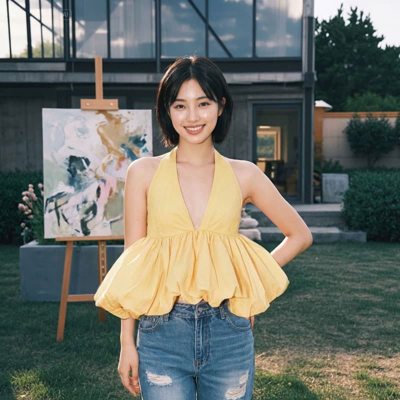 연령 감소 순수한 욕망 바람 작은 키 품격 행침 목 슬립 섹시함 레트로 허리 수축 꽃밭 조끼 여름