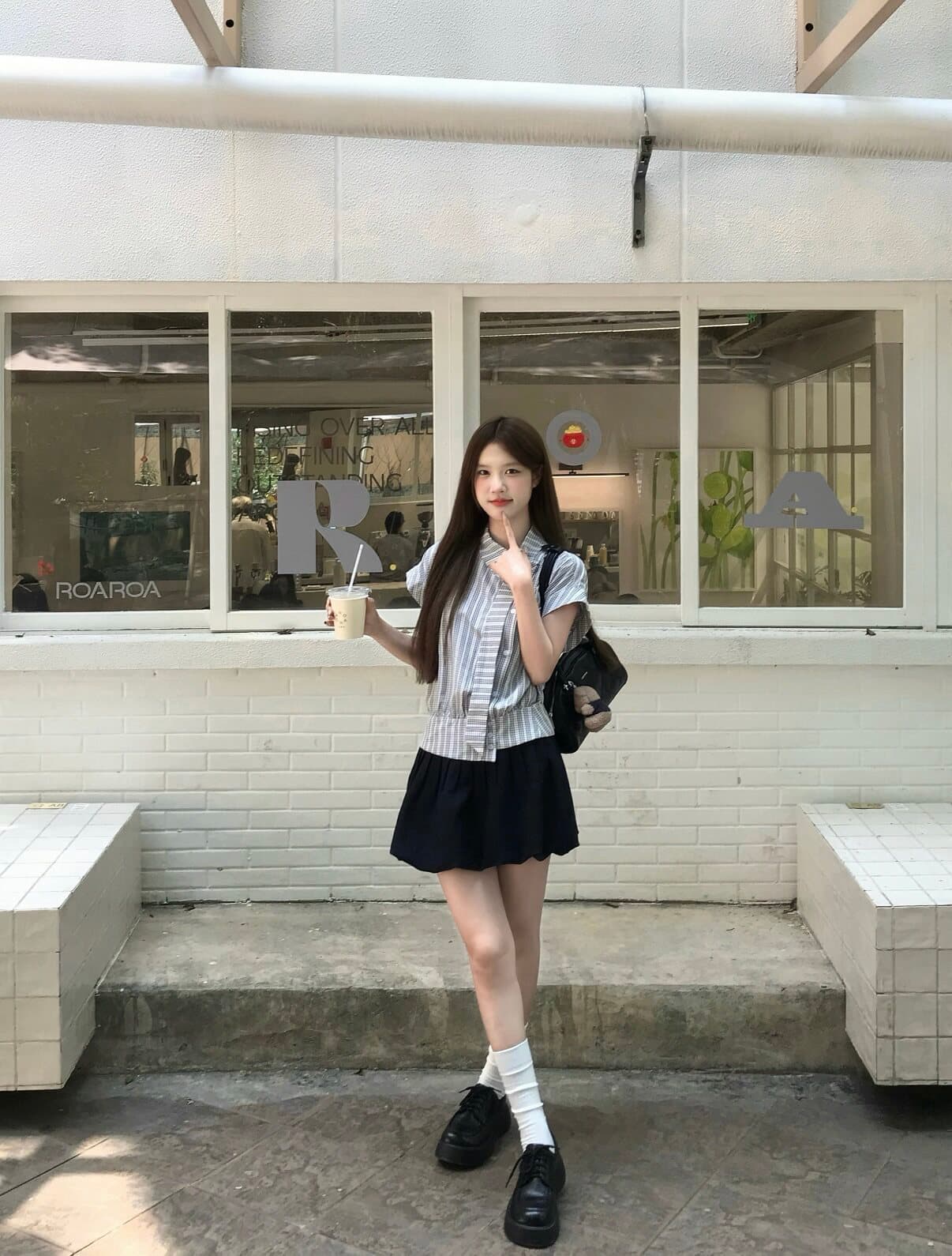 레이스 자카드 원단 한 부서 학원 비스듬한 칼라 리본 반팔 셔츠 불규칙 허리 수축 슬림해 보이는 상세 이미지 3