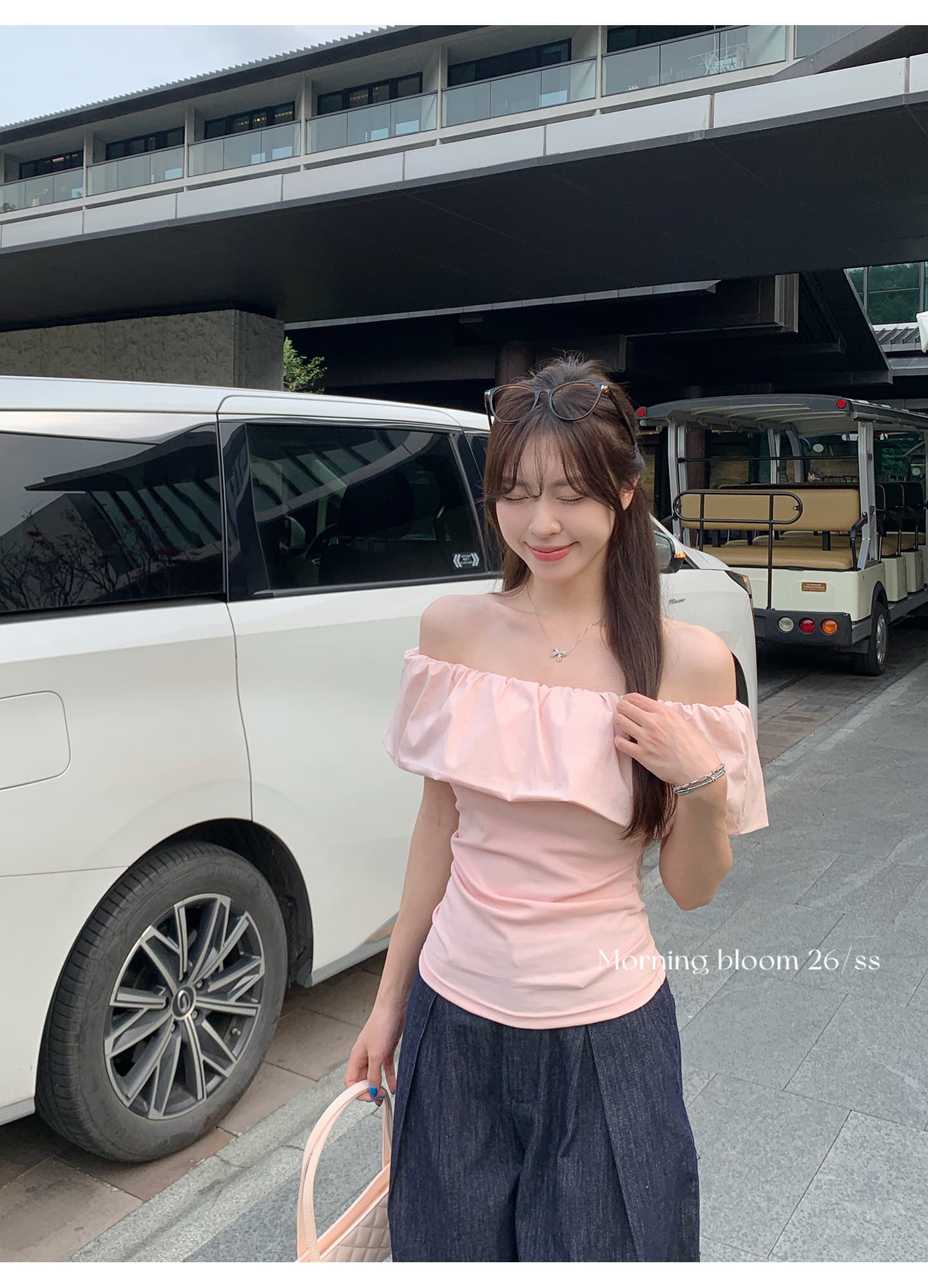 원본 40 순면 프랑스식 프릴 오프숄더 반팔 티셔츠 여름 슬림해 보이는 오프숄더 맨위 상세 이미지 8