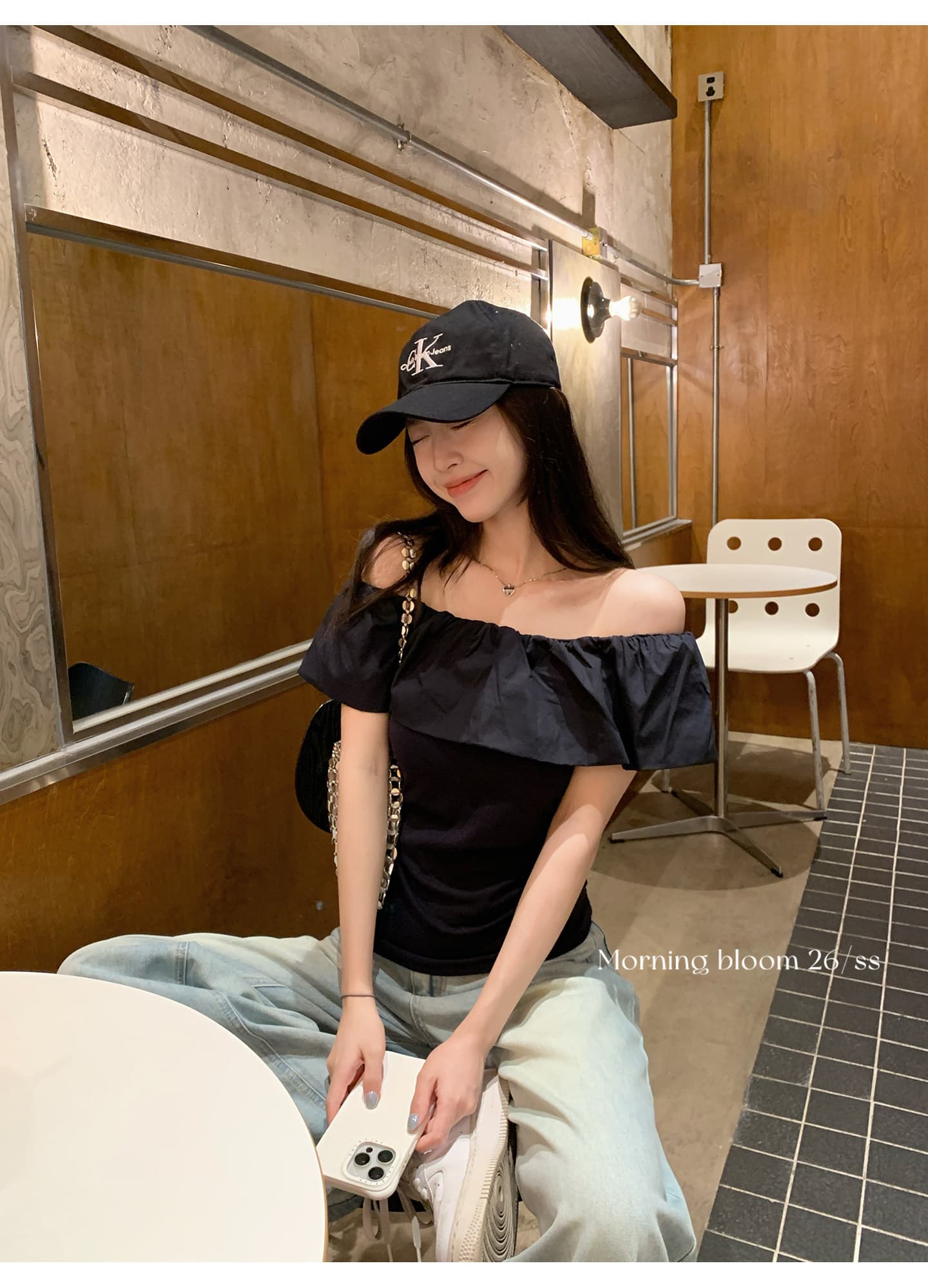 원본 40 순면 달콤한 스타일 화이트 오프숄더 프릴 티셔츠 캐주얼 아름다운 맨위 여름 상세 이미지 8