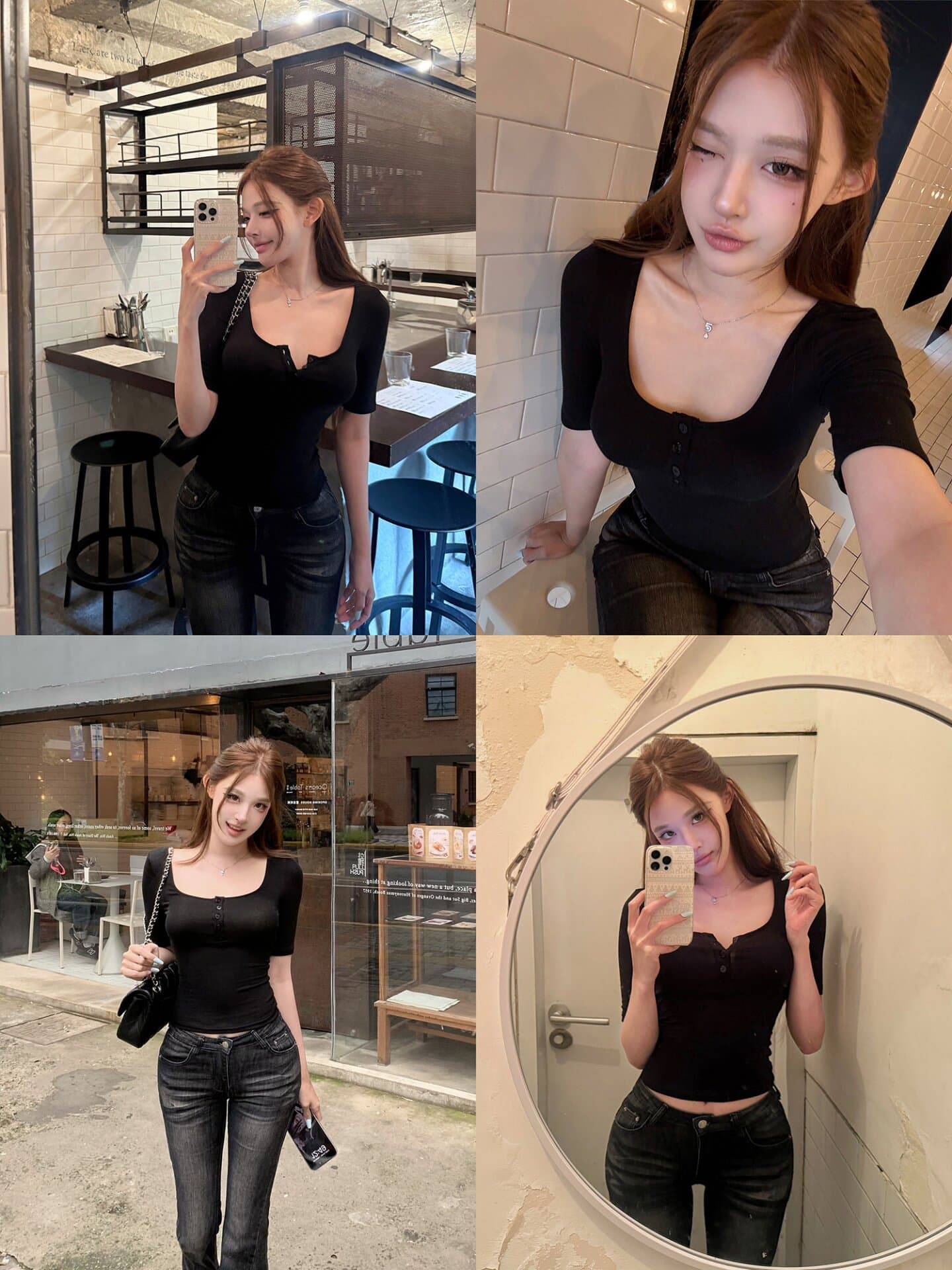 원본 사람들 면 260 그램 순수한 욕망 핫걸 V넥 긍정적 인 어깨 반팔 티셔츠 여름 그레이트 봐. 의류 상세 이미지 9