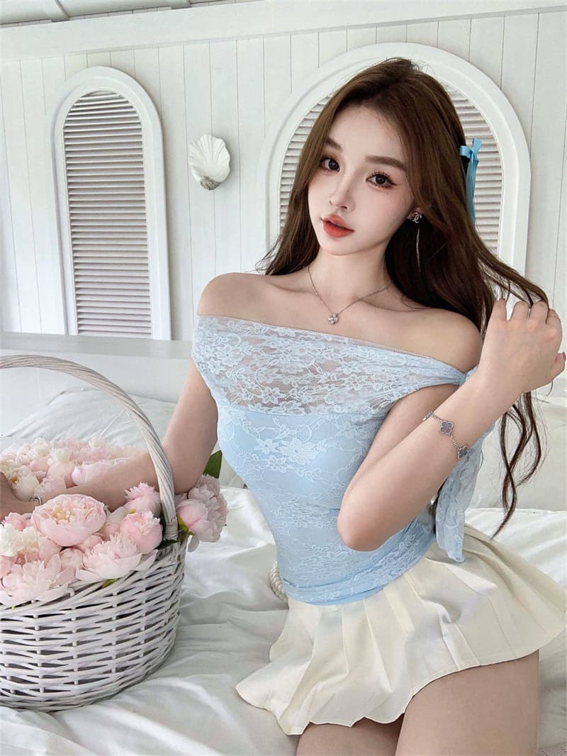 사람들 면 260 그램 덕 당겨서 순수한 욕망 바람 레이스 조각 민소매 튜브탑 조끼 작은 셔츠 상세 이미지 17