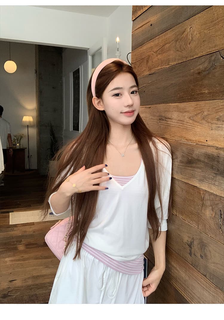 한 부서 미니멀리즘 학원 스타일 슬립 태양 보호 셔츠 여름 새로운 디자인 센스 작은 대중 루즈핏 품격 투피스 세트 상세 이미지 6
