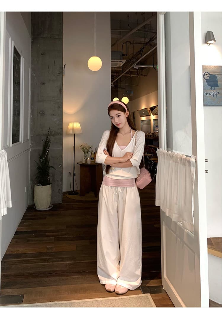 한 부서 미니멀리즘 학원 스타일 슬립 태양 보호 셔츠 여름 새로운 디자인 센스 작은 대중 루즈핏 품격 투피스 세트 상세 이미지 15