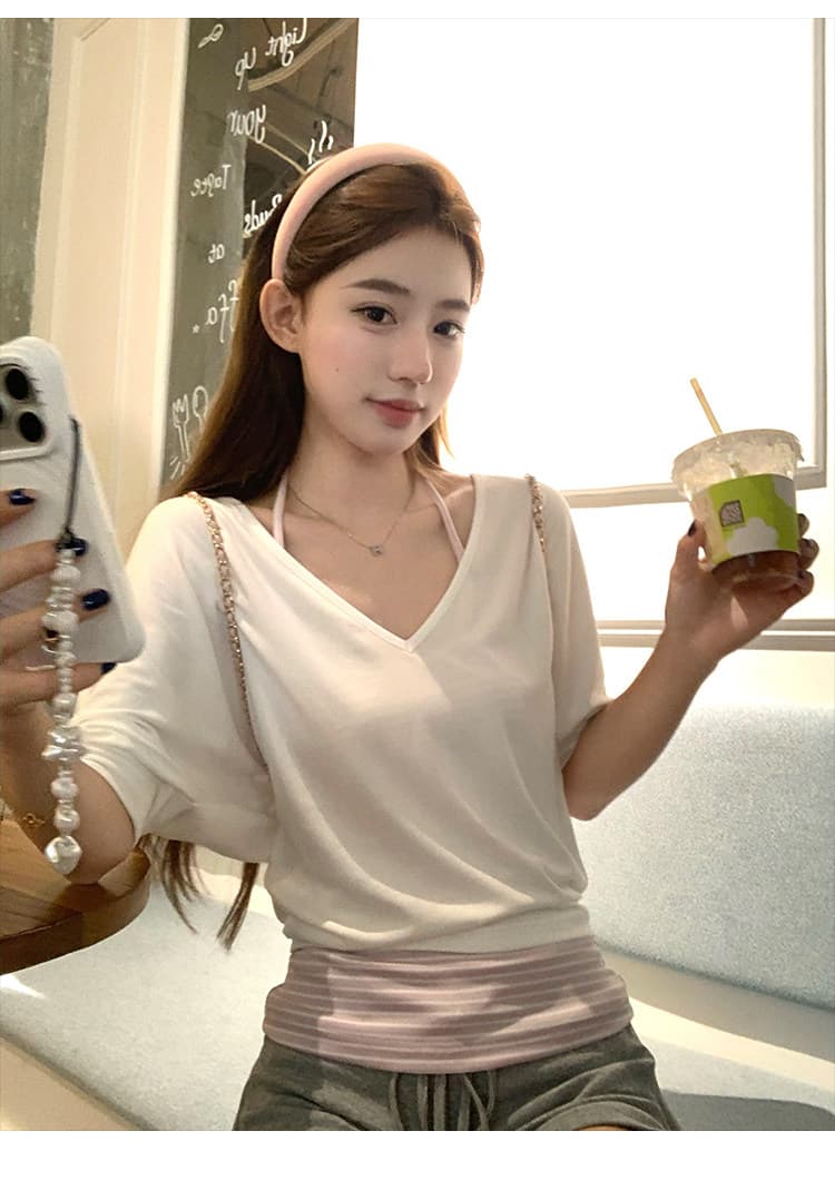 한 부서 미니멀리즘 학원 스타일 슬립 태양 보호 셔츠 여름 새로운 디자인 센스 작은 대중 루즈핏 품격 투피스 세트 상세 이미지 16