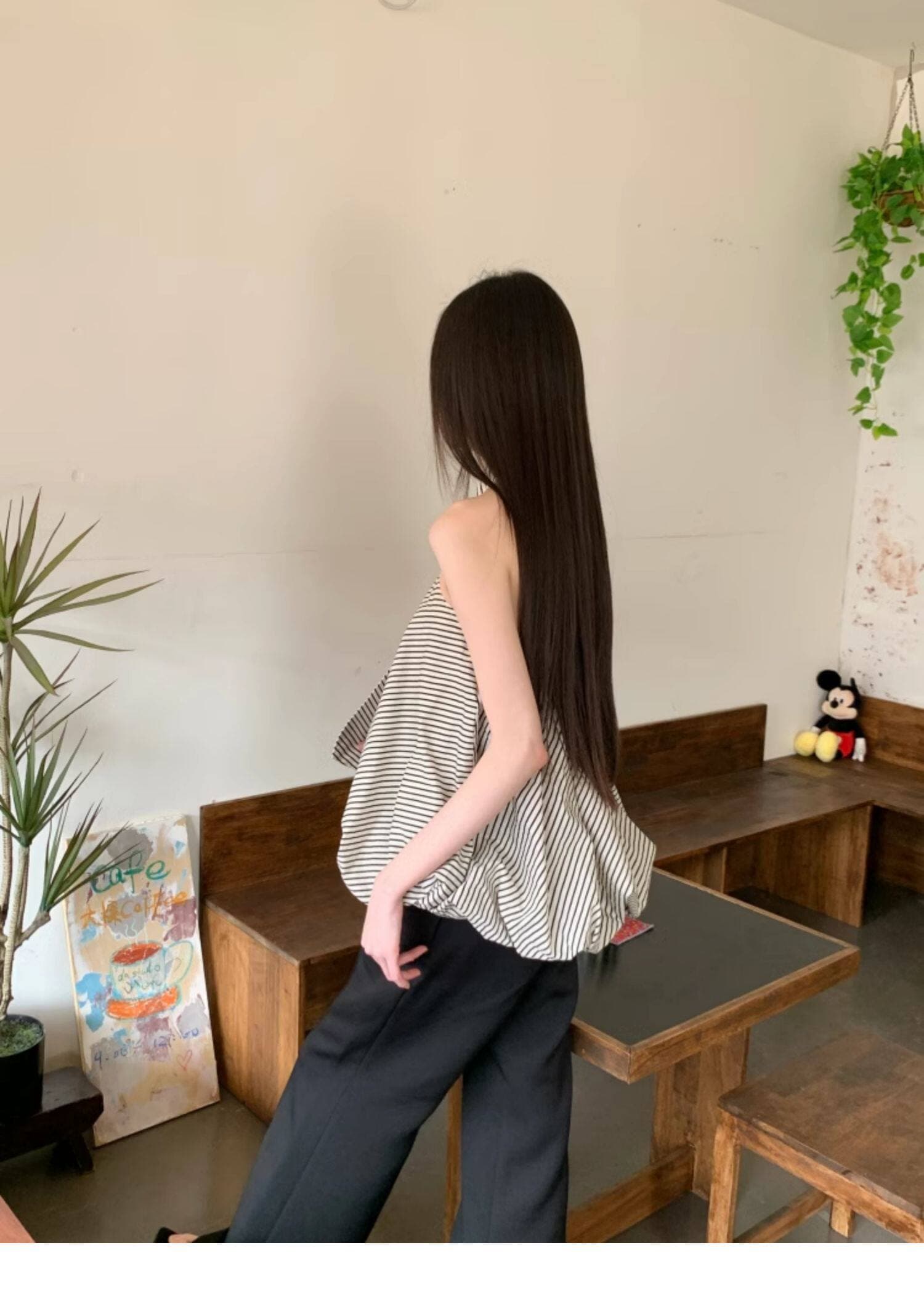 여름 디자인 스트라이프 행침 목 넥타이 구름 슬립 꽃밭 조끼 여성 핫걸 루즈핏 슬림해 보이는 맨위 여성 상세 이미지 14