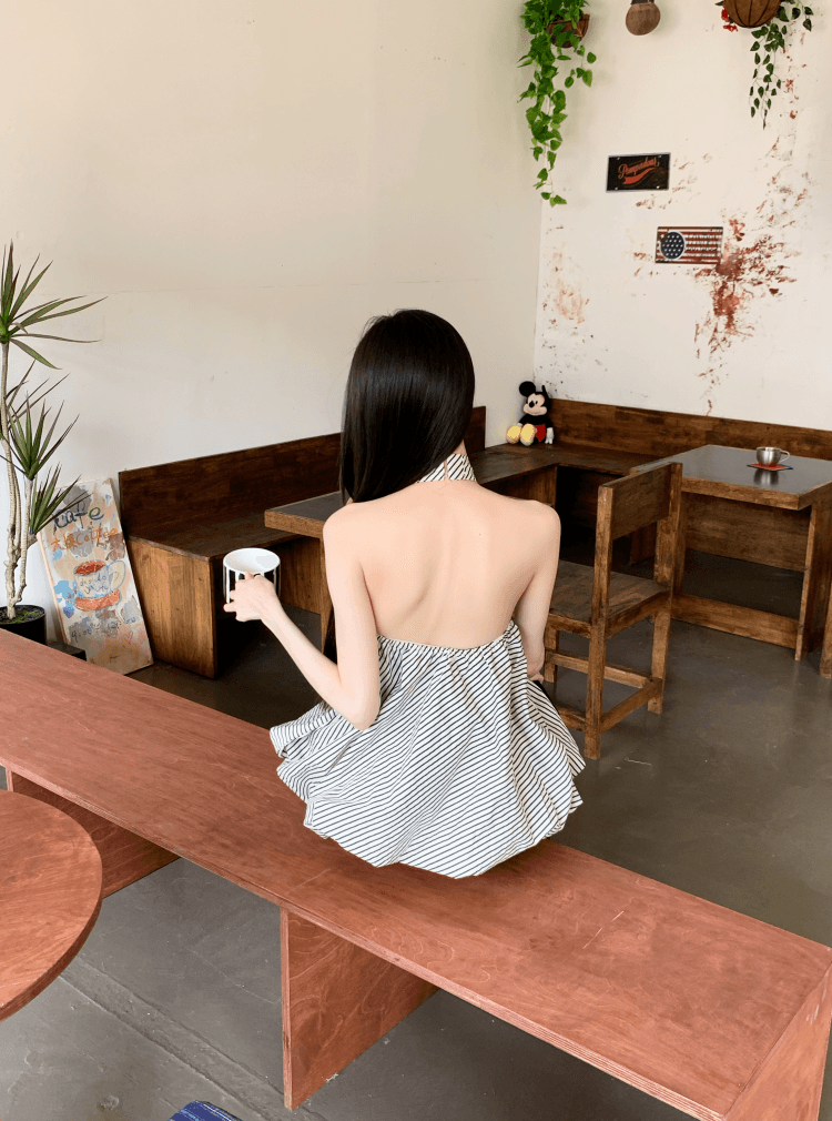 여름 디자인 스트라이프 행침 목 넥타이 구름 슬립 꽃밭 조끼 여성 핫걸 루즈핏 슬림해 보이는 맨위 여성 상세 이미지 15