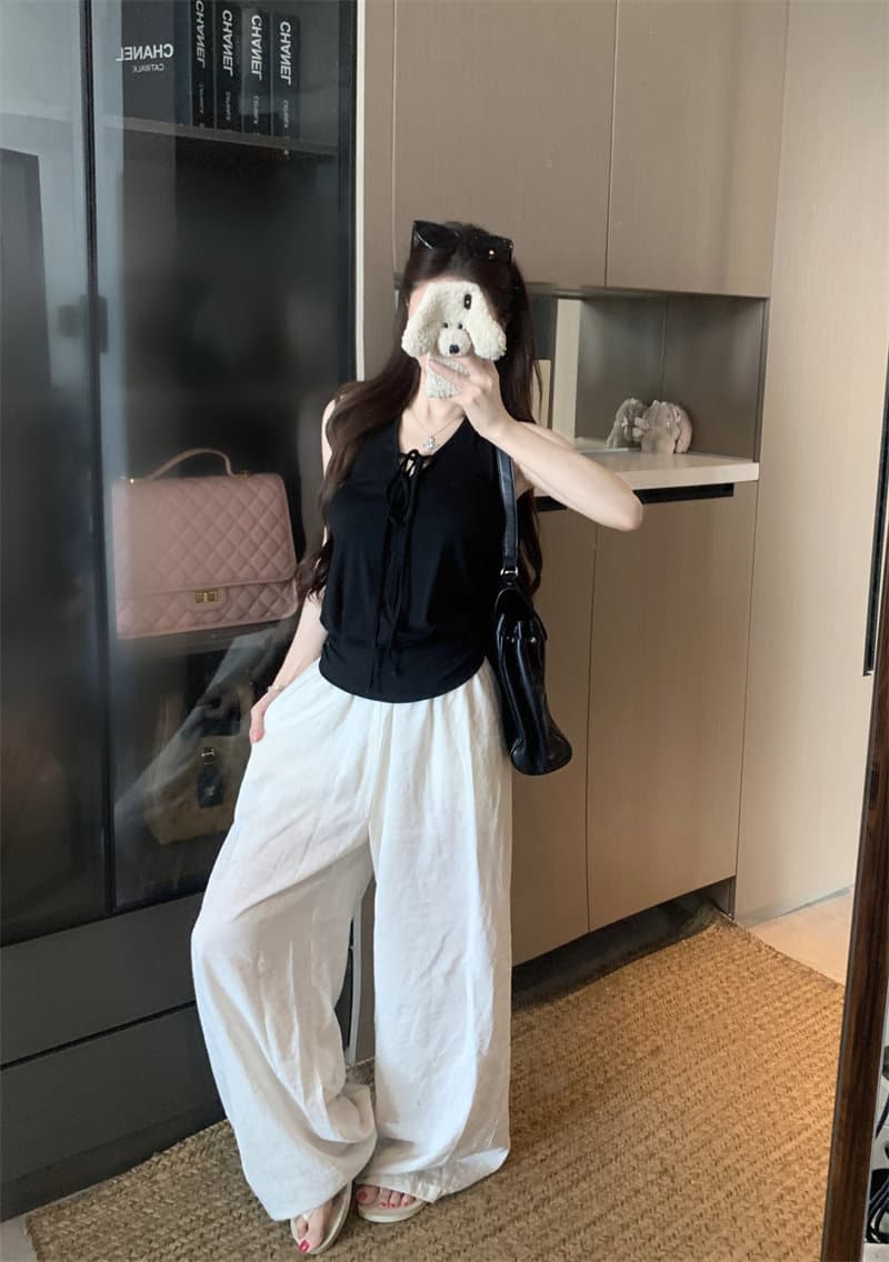 원본 것 사람들 면 태국 사람 스타일 V넥 레이스업 조끼 외출용 새로운 백리스 몸매 가꾸기 민소매 맨위 상세 이미지 14