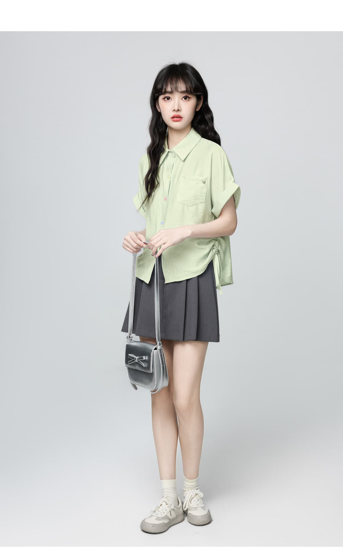 디자인 센스 펌프 로프 반팔 셔츠 루즈핏 연령 감소 다용도 POLO 칼라 여성 의류 상세 이미지 18
