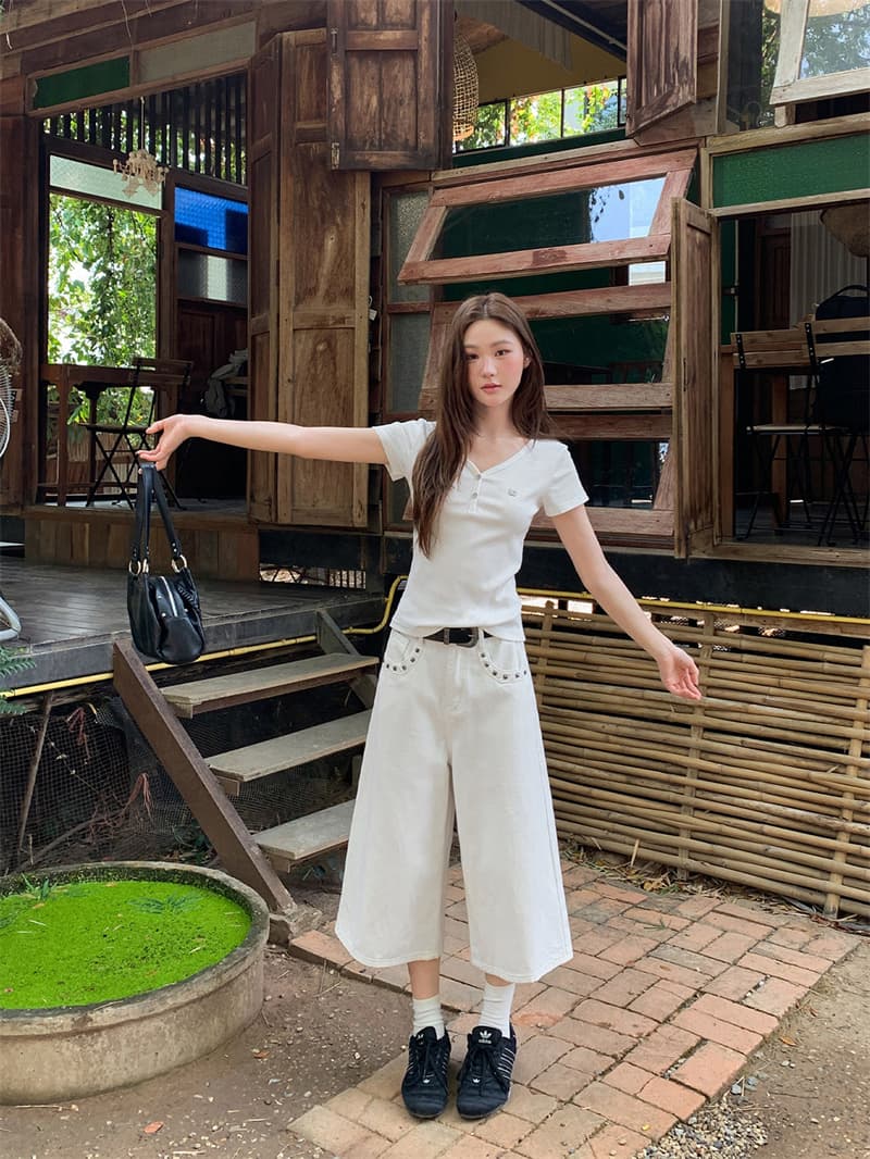 사람들 면 작은 대중 V넥 몸매 가꾸기 반팔 티셔츠 여름 몸매 가꾸기 슬림해 보이는 디자인 센스 맨위 상세 이미지 3