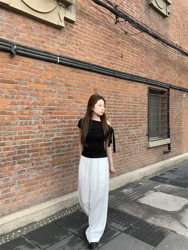 260 그램 1 1 인 면 순수한 욕망 바람 나비 매듭 일방적 인 스트랩 오프숄더 티셔츠 핫걸 디자인 센스 맨위 상세 이미지 25