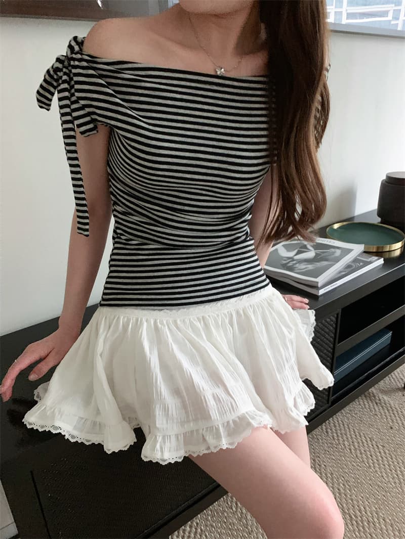 260 그램 1 1 인 면 순수한 욕망 바람 나비 매듭 일방적 인 스트랩 오프숄더 티셔츠 핫걸 디자인 센스 맨위 상세 이미지 34