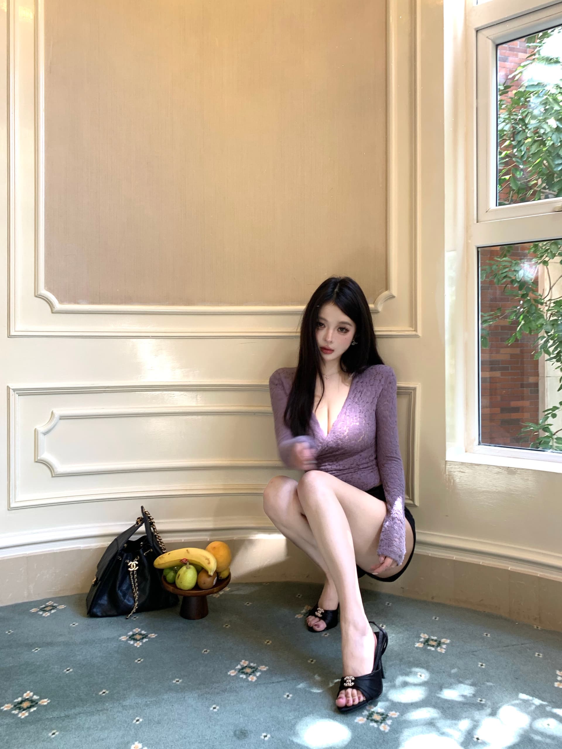 핫걸 V넥 레이스 셔츠 여성 가을 긴팔 만나는 인사이드 가져 가라. 섹시함 허리 수축 타이트 쇼트 스타일 품격 맨위 상세 이미지 10