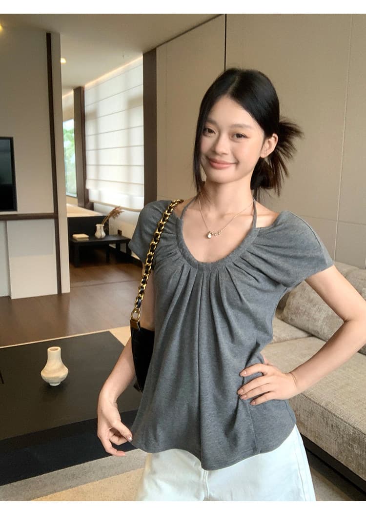 원본 사람들 면 260 그램 회색 행침 목 긍정적 인 어깨 반팔 티셔츠 느긋한 루즈핏 슬림해 보이는 맨위 여성 상세 이미지 23