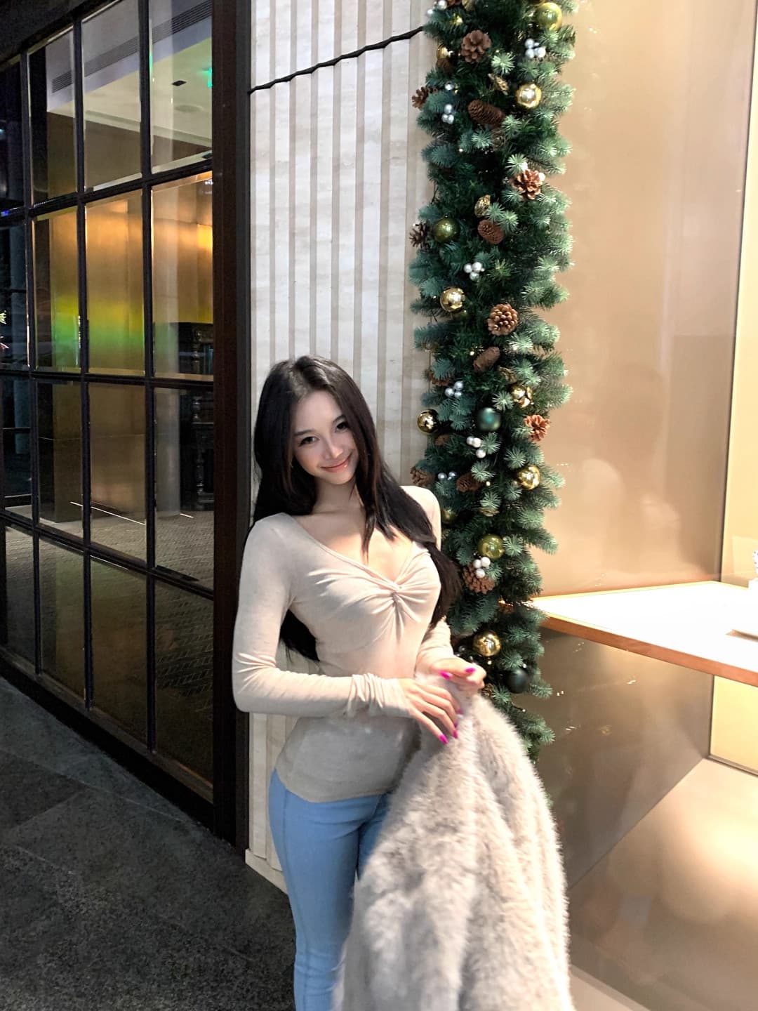 차가운 실크 코튼 리브 순수한 욕망 바람 V넥 디스플레이 몸 섹시함 기본 셔츠 가을 겨울 비틀림 인사이드 가져 가라. 긴팔 티셔츠 여성 상세 이미지 24