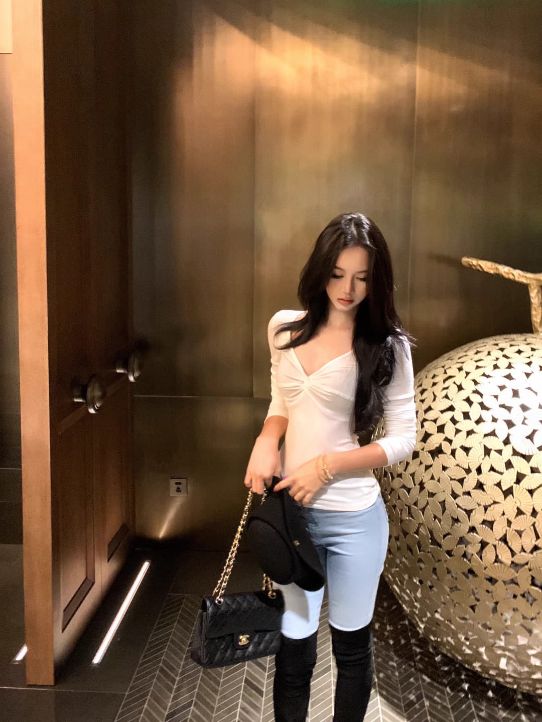 차가운 실크 코튼 리브 순수한 욕망 바람 V넥 디스플레이 몸 섹시함 기본 셔츠 가을 겨울 비틀림 인사이드 가져 가라. 긴팔 티셔츠 여성 상세 이미지 28