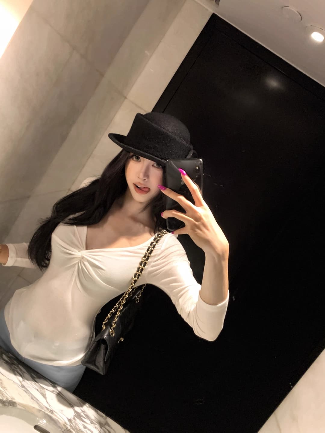 차가운 실크 코튼 리브 순수한 욕망 바람 V넥 디스플레이 몸 섹시함 기본 셔츠 가을 겨울 비틀림 인사이드 가져 가라. 긴팔 티셔츠 여성 상세 이미지 33