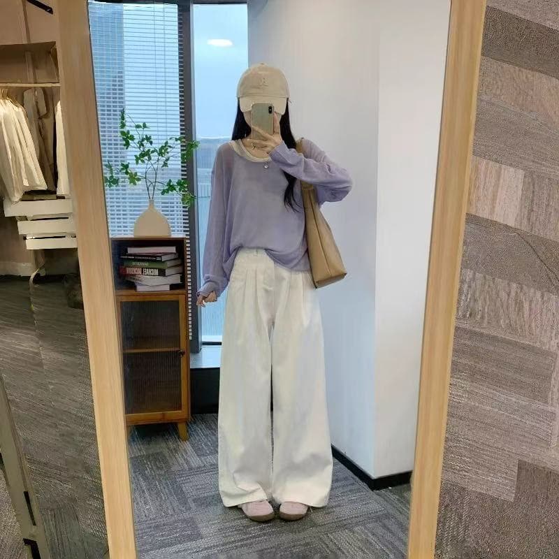 한 부서 고유 한 Chic 슈퍼 잘 생긴 맨위 스택 착용 캐미솔 외부 가져 가라. 긴팔 자외선 차단 블라우스 가짜 2 피스 슈트 여름 상세 이미지 6