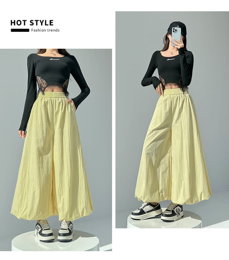 실사 빅 사이즈 꽃밭 치마바지 여성 여름 새로운 하이웨이스트 루즈핏 슬림해 보이는 도루 센스 배기 바지 캐주얼 와이드 레그 팬츠 상세 이미지 23