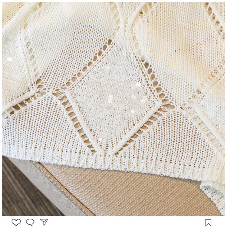 실사 빅 사이즈 여성 의류 한 부서 이른 가을 착용 가져 가라. 홀로우 아웃 니트 스웨터 밝은 고급 센스 반짝임 외국 가스 고유 한 가지마 의류 상세 이미지 28
