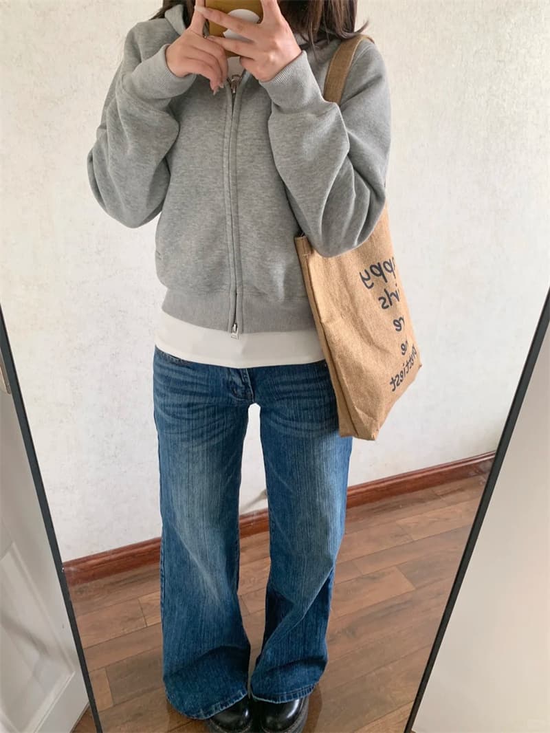 작은 키 아메리칸 핫걸 로우 웨이스트 부츠컷 청바지 여성 새로운 루즈핏 넓은 다리 나팔 바지 상세 이미지 3
