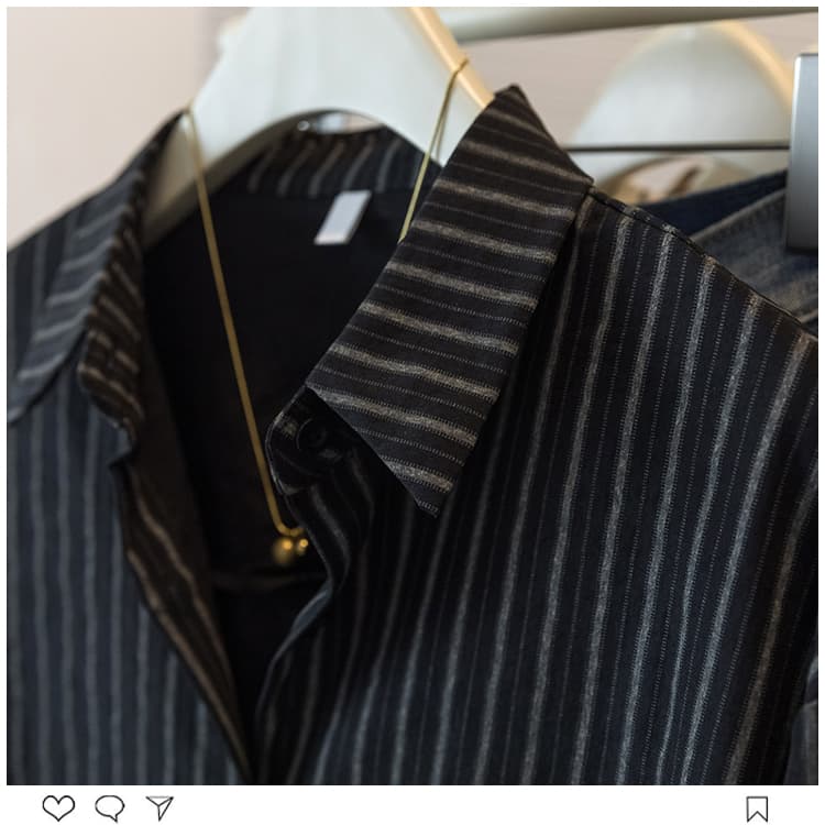 실사 빅 사이즈 여성 의류 가을 지방 mm 새로운 고급 센스 한국 스타일 캐주얼 레트로 스트라이프 재킷 셔츠 맨위 상세 이미지 23