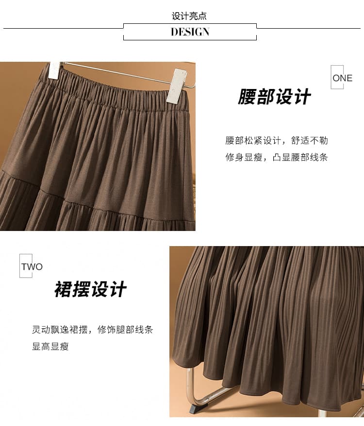 실사 빅 사이즈 여성 의류 새로운 프랑스식 휴가 바람 분위기 센스 플리츠 하이웨이스트 표지 넓적 다리 슬림해 보이는 케이크 반신 스커트 상세 이미지 7