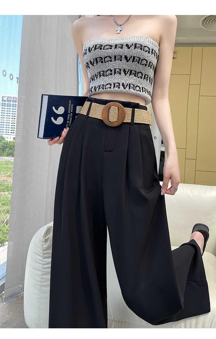 실제 촬영 정장 바지 여성 루즈핏 스트레이트 여름 얇은 스타일 패션 품격 하이웨이스트 캐주얼 바지 도루 가을 센스 바닥 청소 긴 바지 상세 이미지 39