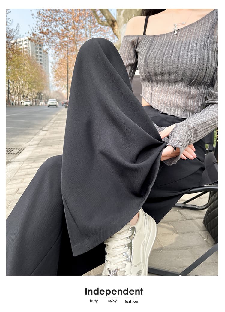 실사 하이웨이스트 도루 센스 정장 바지 루즈핏 다용도 캐주얼 바지 여성 가을 바닥 청소 바지 와이드 레그 팬츠 느긋한 바람 바지 상세 이미지 37