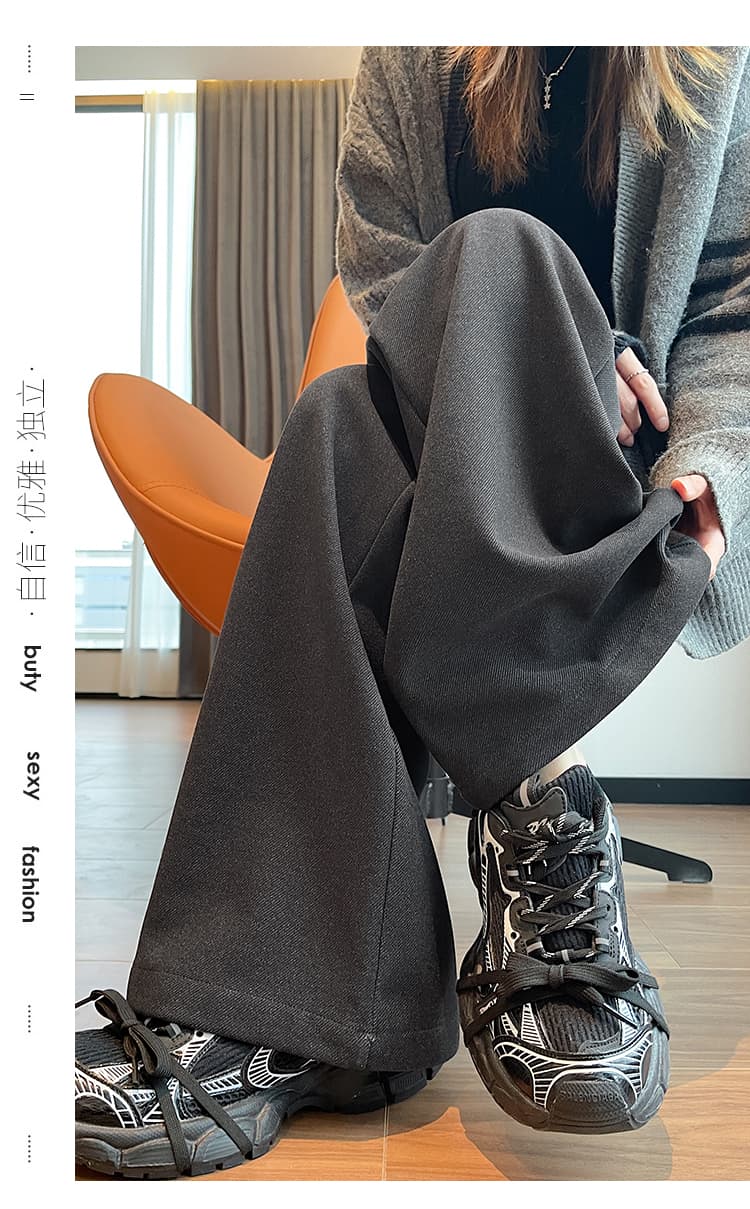 실사 고급 센스 레트로 모직 정장 바지 여성 겨울 새로운 하이웨이스트 슬림해 보이는 도루 센스 루즈핏 바닥 청소 와이드 레그 팬츠 상세 이미지 53