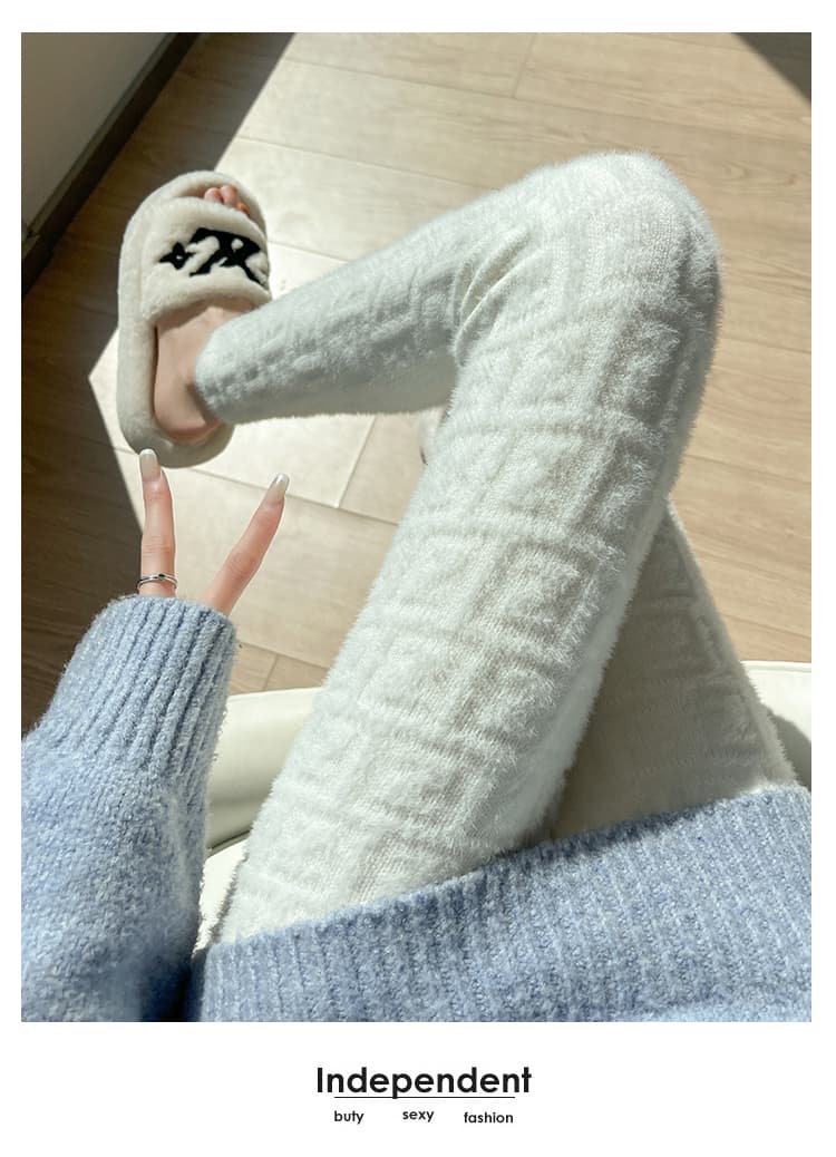 실사 털이 있는 찹쌀 바지 아이들 가을 겨울철 외출용 타이트 보온 파자마 바지 니트 레깅스 캐주얼 작은 발 바지 상세 이미지 33