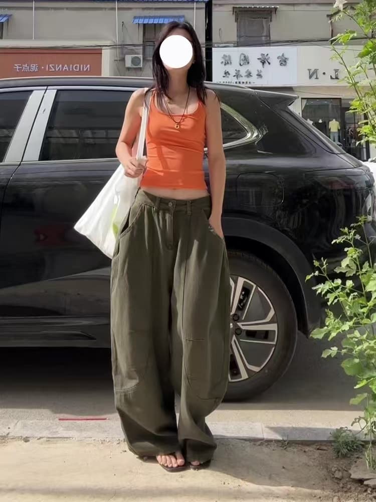 재고 상품 아메리칸 높음 거리 넓은 다리 워크웨어 청바지 여성 하이웨이스트 슬림해 보이는 루즈핏 스트레이트 모통이 칼 바닥 청소 바지 상세 이미지 3